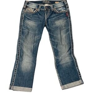 Silver Jeans McKenzie Women 28x33 Blue Low Rise Slim Straight Stretch‎